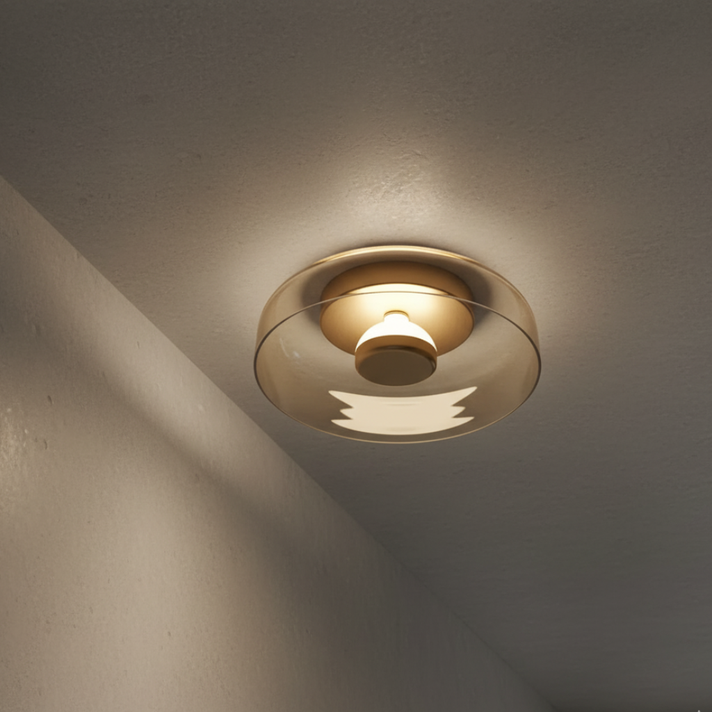 Luz de Pared Halo - Aplique Escultórico Moderno con Brillo en Capas y Plato de Vidrio