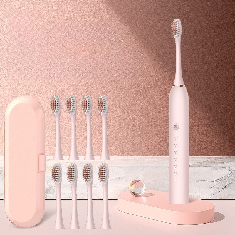 Cepillo de dientes Sonic Zahnoa | Limpieza por ultrasonido | Silencioso y recargable | 8 cabezales de repuesto