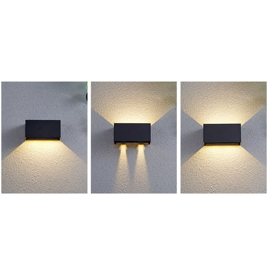 Lámpara de pared LED rectangular moderna e impermeable para uso exterior con iluminación hacia arriba y hacia abajo