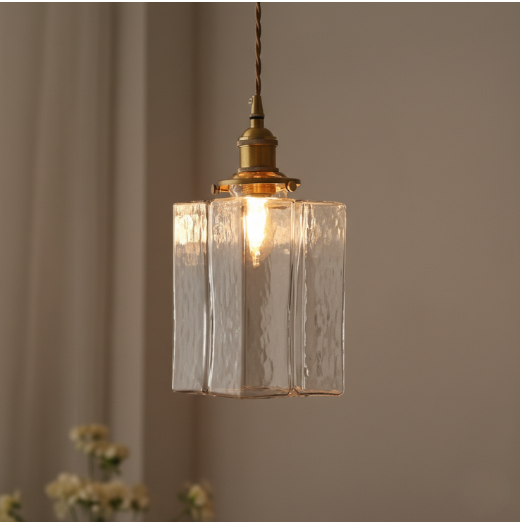 Colección Savoy | Lámpara Colgante de Vidrio con Acabado Texturizado, Estilo Vintage para Iluminación de Cocina