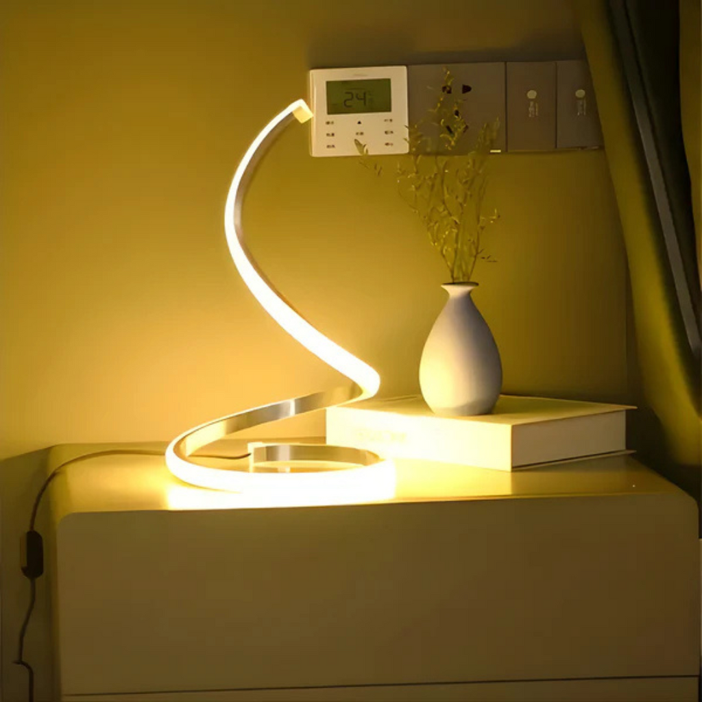 Lámpara de mesa LED | Forma única de letra S para iluminación interior