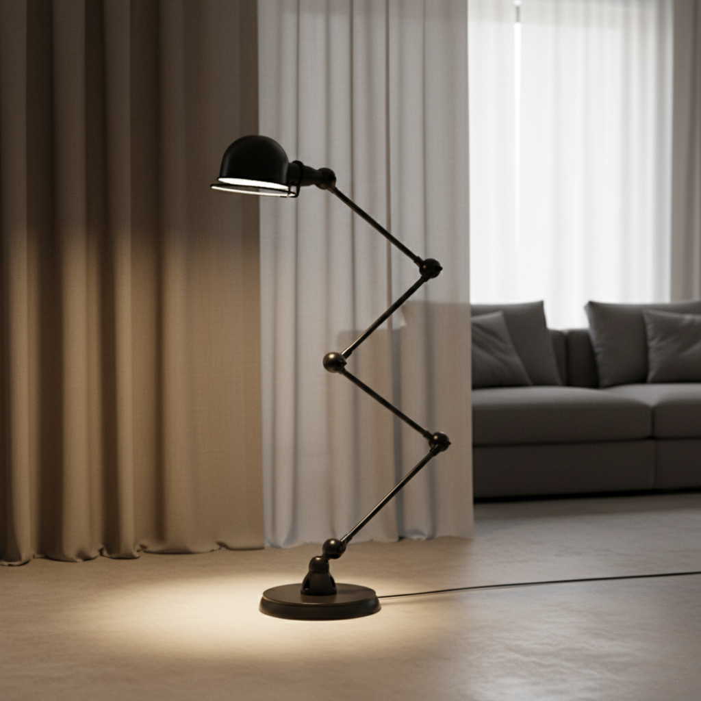 AtelierCraft | Lámpara de Pie Industrial Negra Moderna con Diseño Flexible