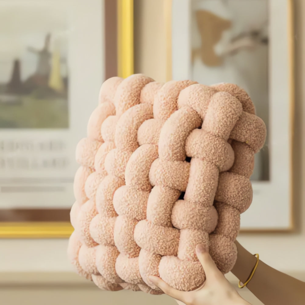 Cojín Boucle de Nudo de Tela Acolchada