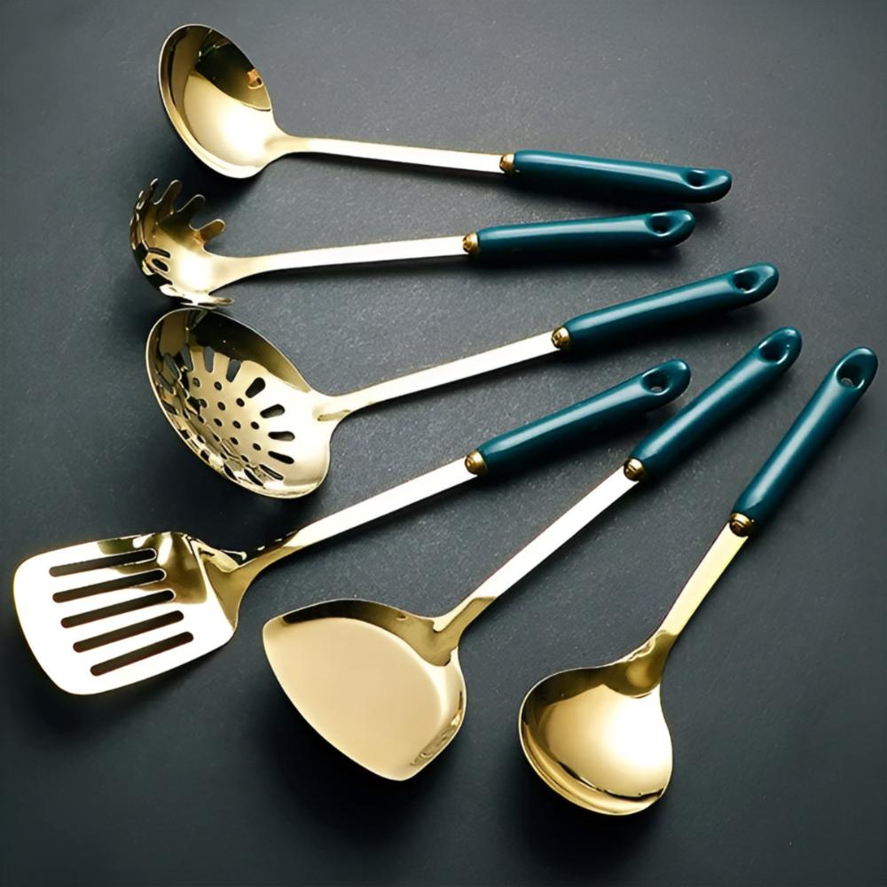 Juego de Utensilios de Acero Inoxidable Dorado