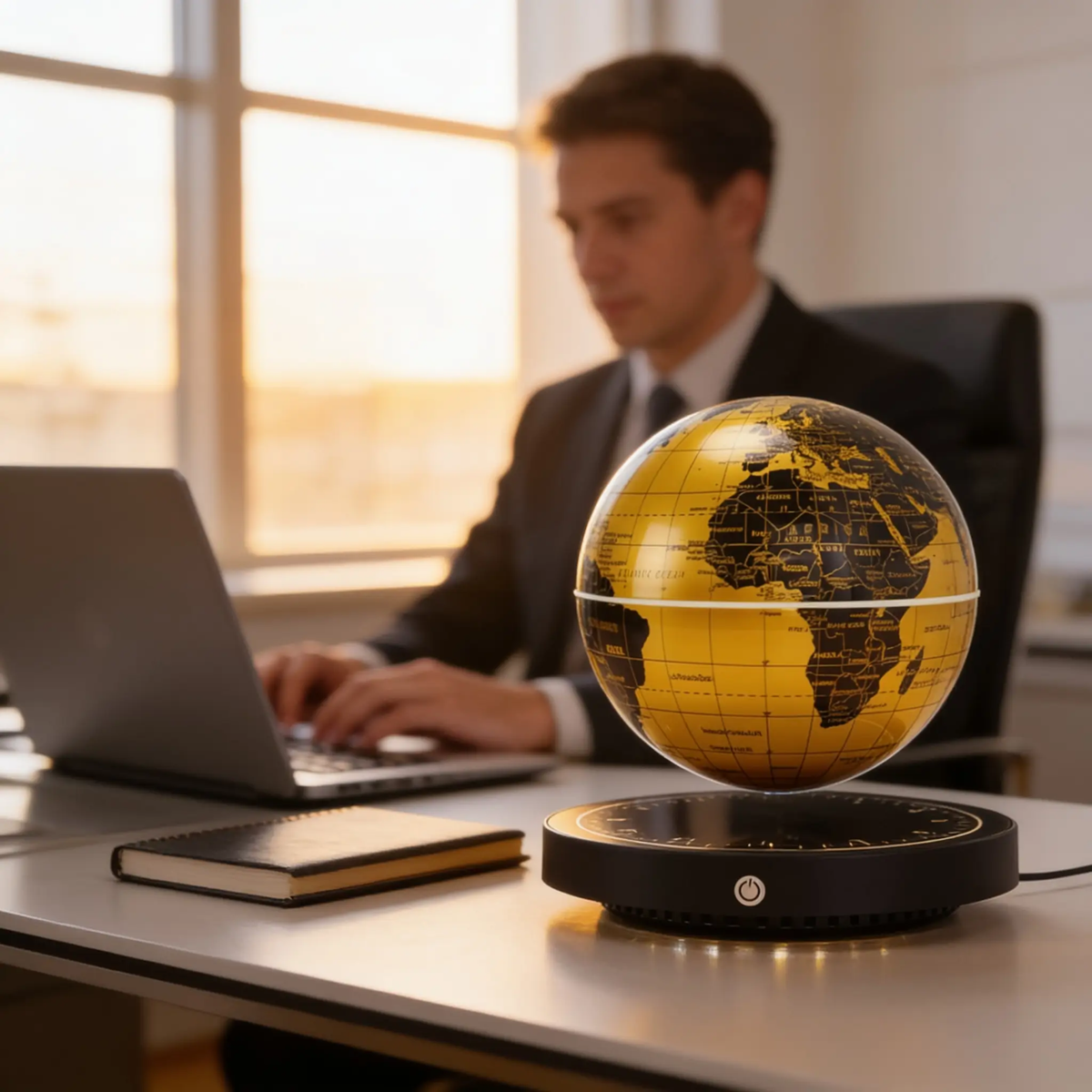 Lámpara de Globo de Levitación Magnética con Base de Reloj
