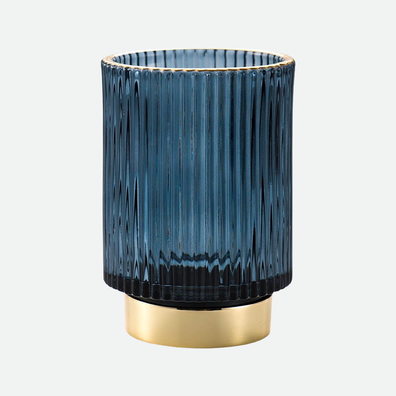 Organizador y Soporte de Maquillaje de Vidrio con Folio de Oro Elise