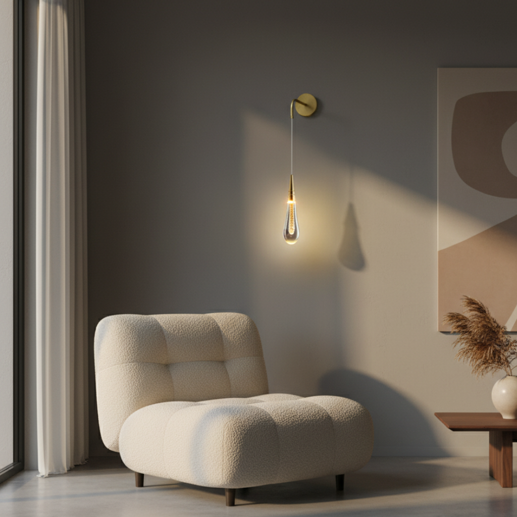 Aplique de Pared de Cristal Elegante con LED Blanco Cálido para Interiores Modernos