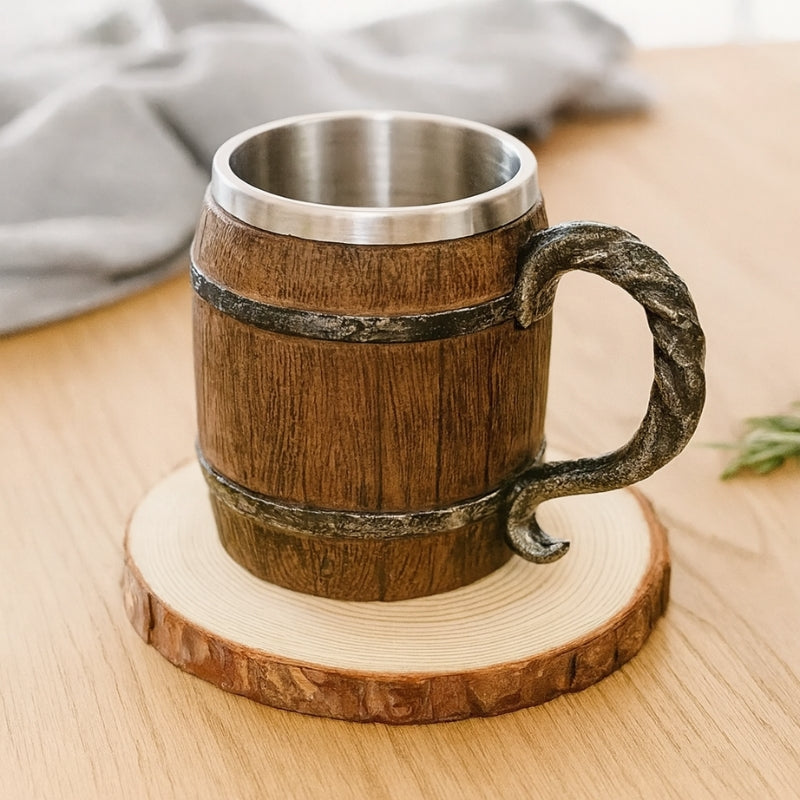 BrewHaven – Taza de cerveza de madera hecha a mano con diseño clásico