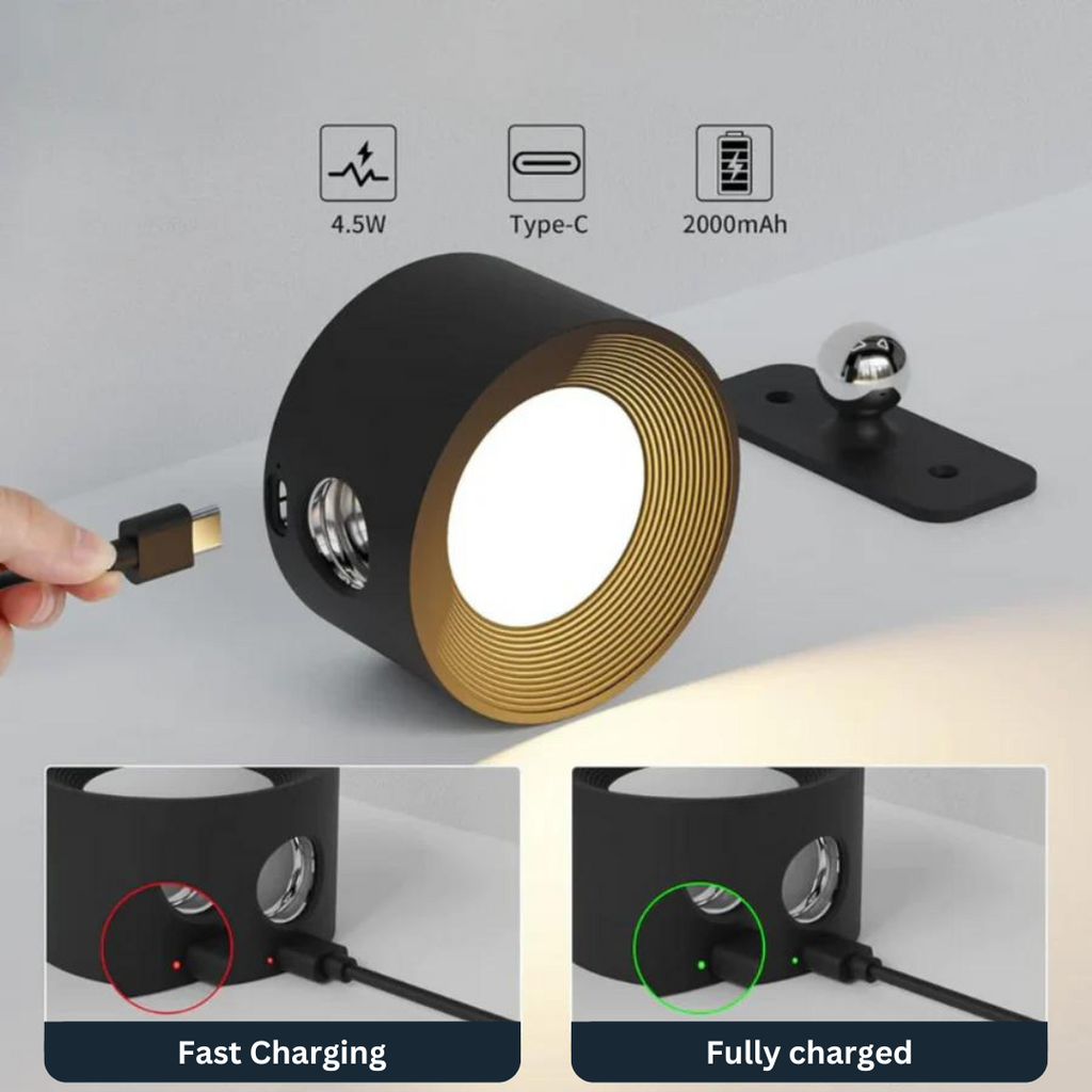 Vista - Lámpara de pared LED recargable 360°