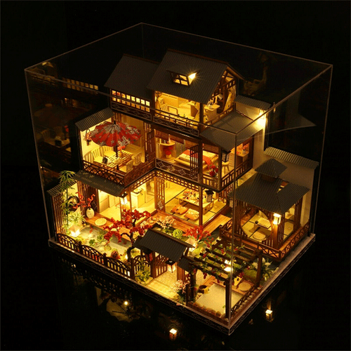Gran Casa de Muñecas de Madera Realista con Luces LED | Casa de Juguete DIY