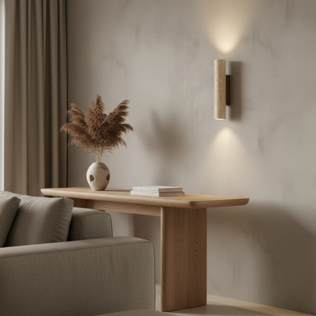 Aplique de Pared de Travertino Elegante - Iluminación Moderna Arriba/Abajo para Decoración Arquitectónica