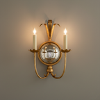 Apliques de Pared de Latón Elegantes con Espejo Antiguo y Luces de Candelabro