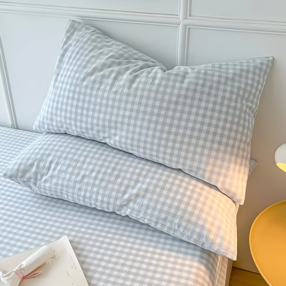 Fundas de Almohada a Cuadros Suaves