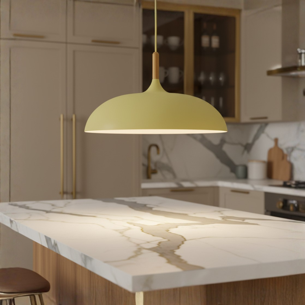 Lámpara Colgante Haft - Iluminación de Cocina Escandinava con Madera y Hierro
