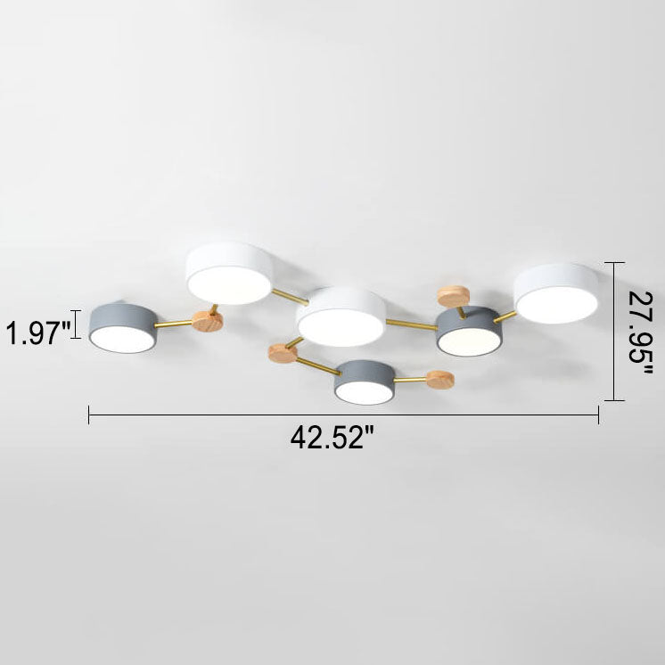 Lámpara de techo LED escandinava de madera y metal