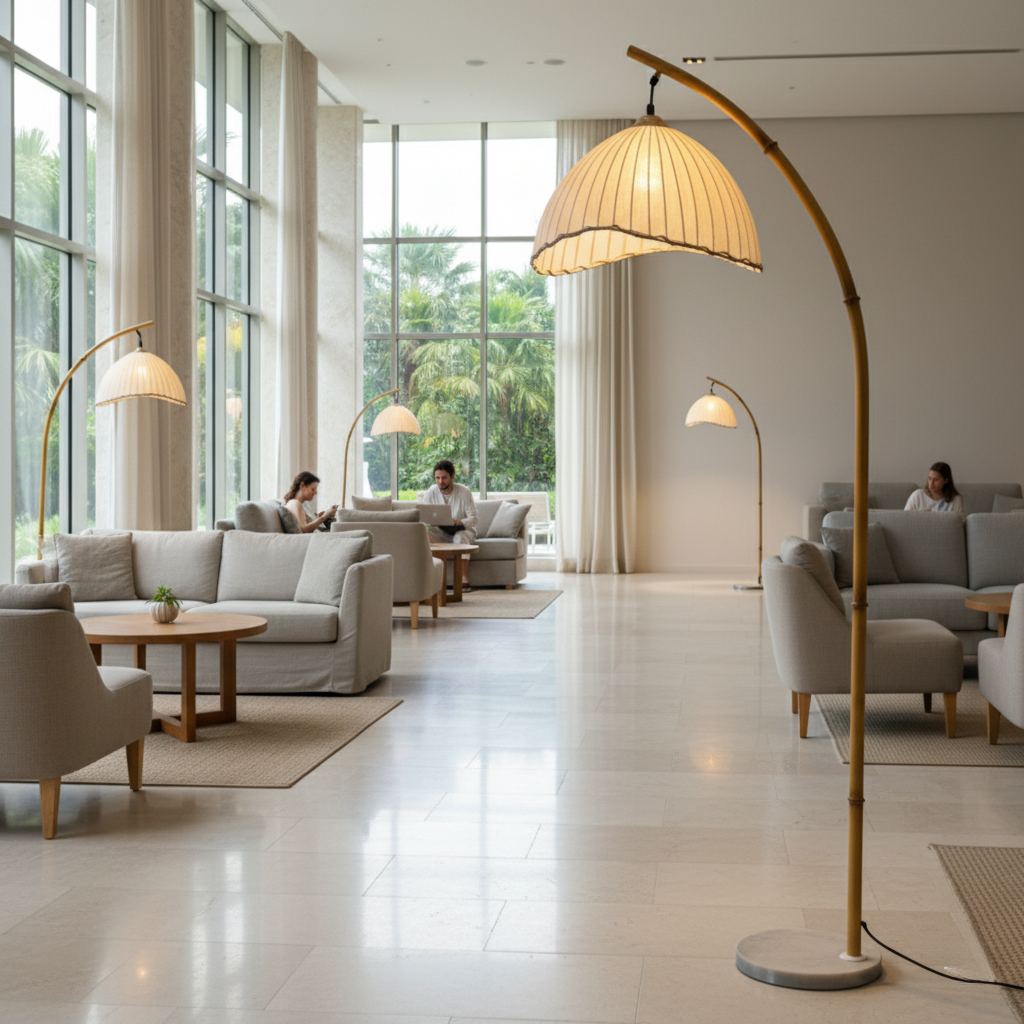 Takumi | Elegante Lámpara de Suelo de Bambú Natural para Decoración de Salón