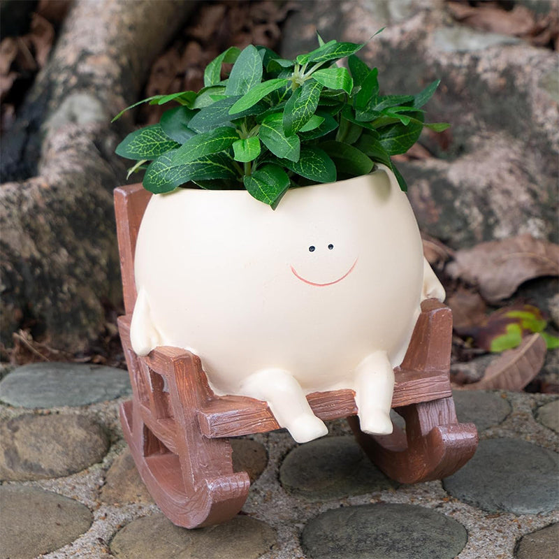 Maceta Portátil con Carita Sonriente para Decoración