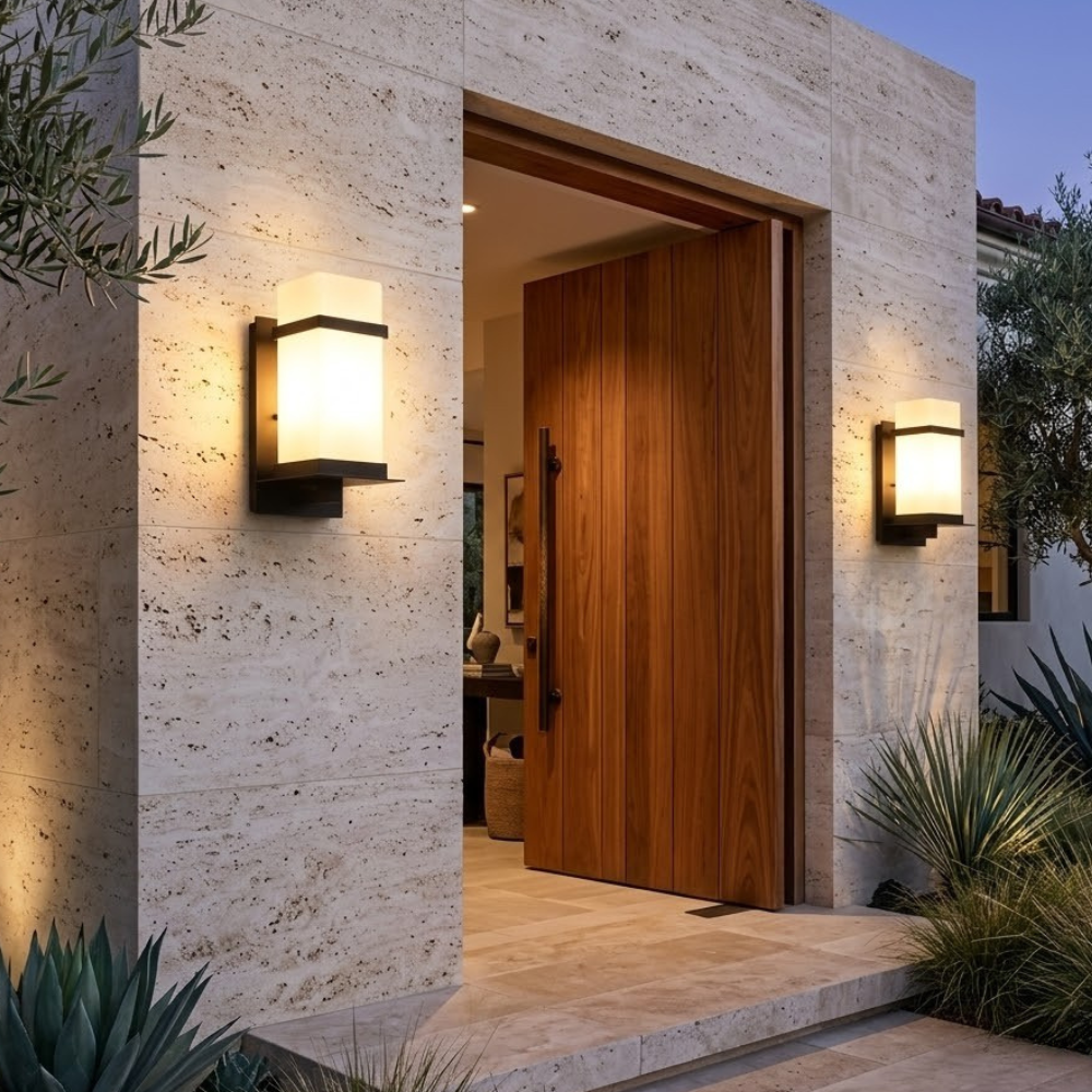 Lámpara de Pared Exterior Elegante - Aplique de Metal Impermeable IP65 para Patios y Jardines