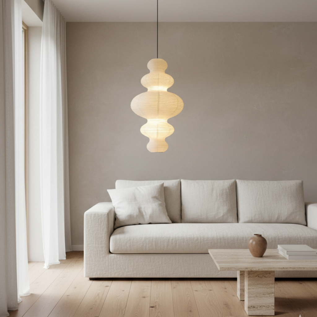 Lámpara Colgante de Papel de Arroz Hecha a Mano - Iluminación Elegante para el Hogar