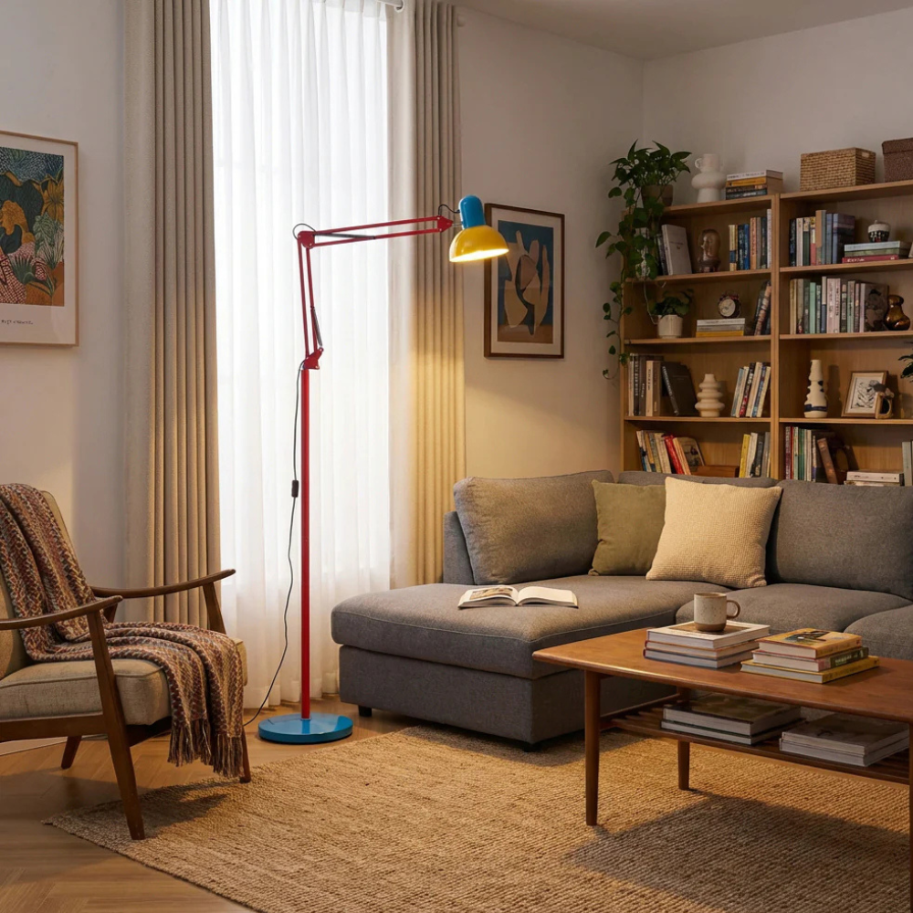 Lámpara de Pie Flexo Memphis | Lámpara de Metal Ajustable Moderna para Sala de Estar