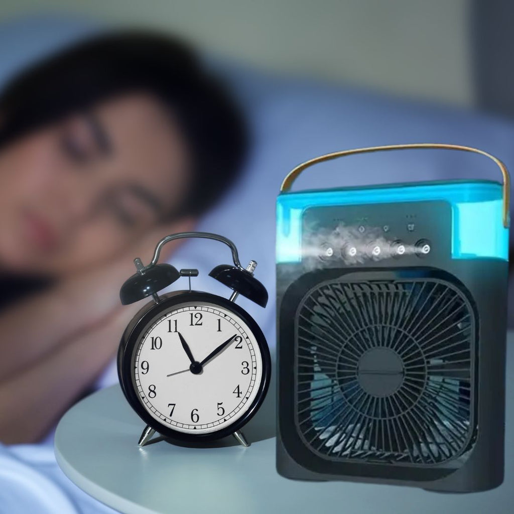 Enfriador de Aire 3 en 1, Humidificador y Purificador de Aire – Aire Acondicionado Portátil para Uso Interior con Luz LED