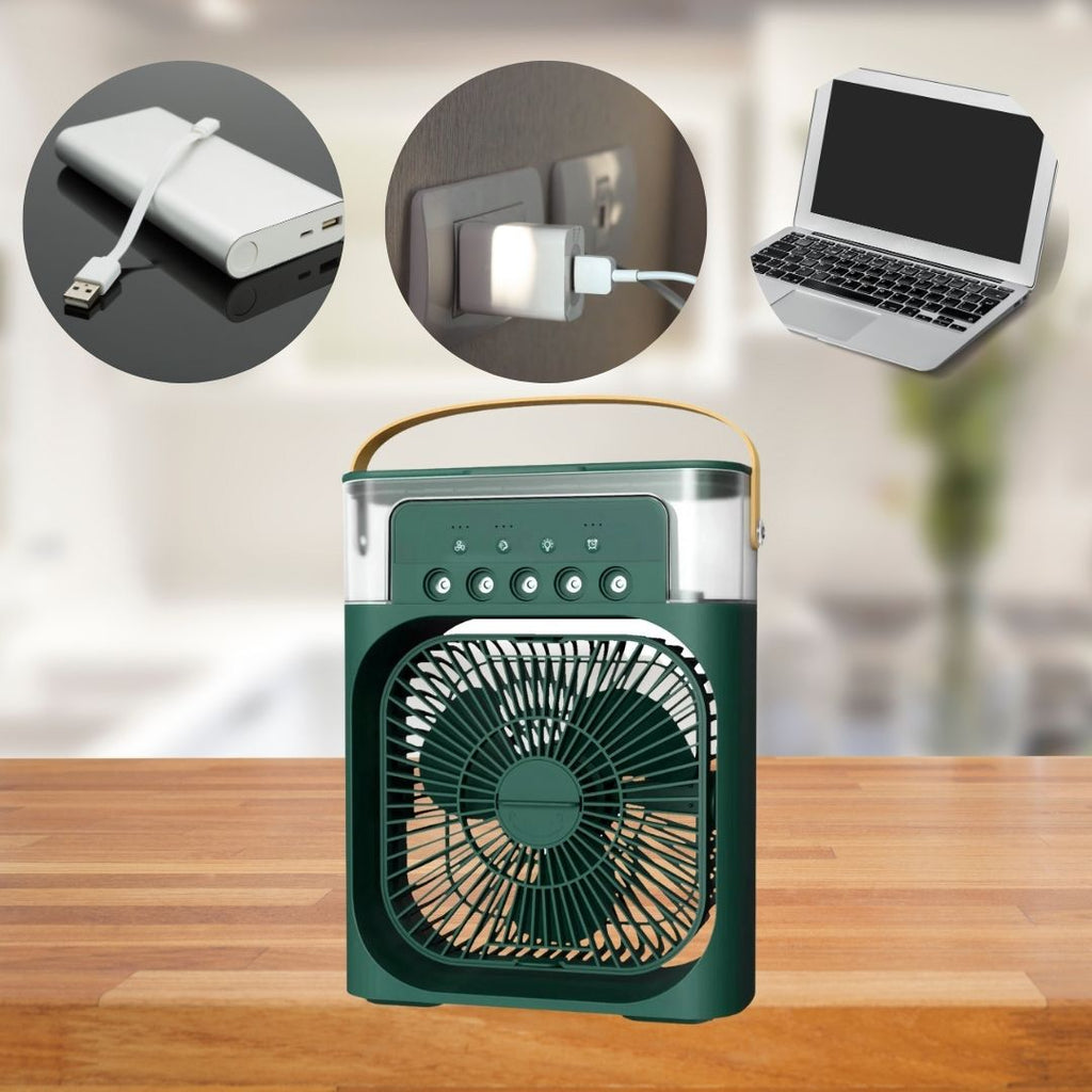 Enfriador de Aire 3 en 1, Humidificador y Purificador de Aire – Aire Acondicionado Portátil para Uso Interior con Luz LED