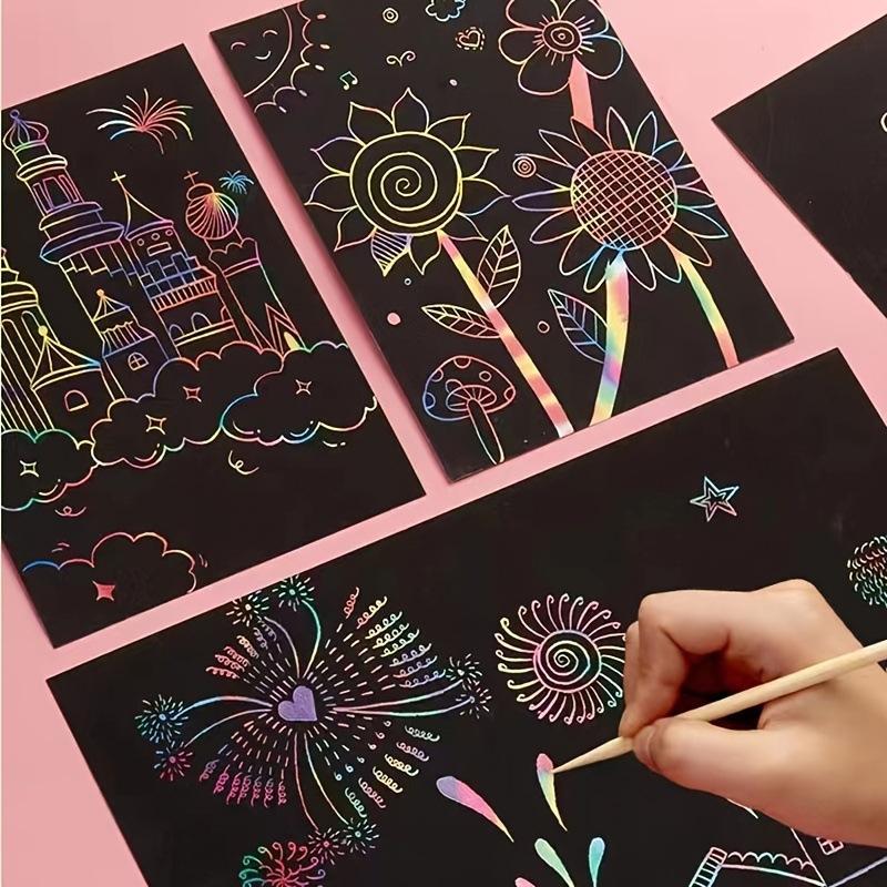 ColorSpark – Papel de rayas arcoíris para raspar con lápiz de madera | 1+1 GRATIS