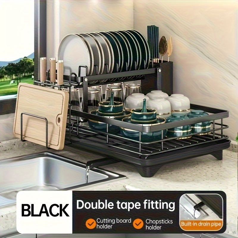 SteelFlow Escurridor de Platos de 2 Niveles – Amplio, Práctico y Duradero