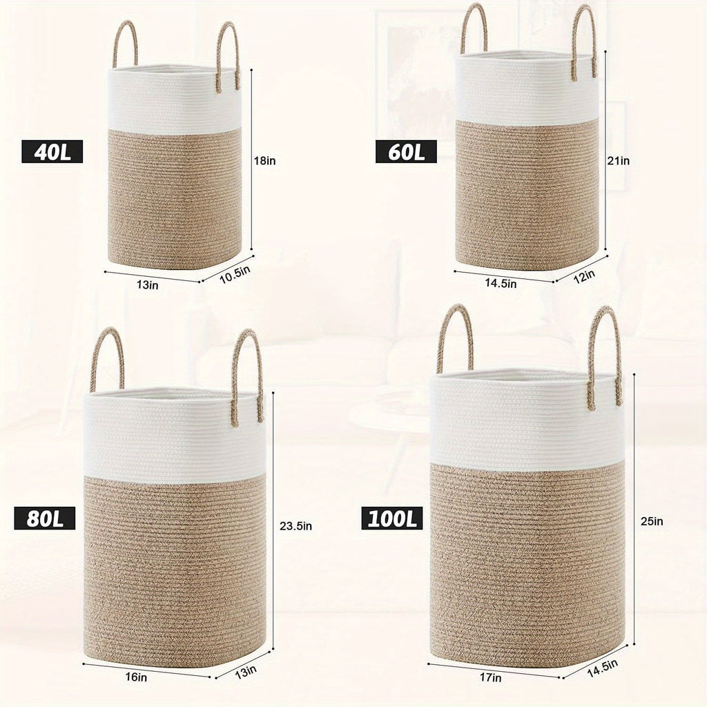 Cesta de Ropa Extra Grande Tejida - Espacio para Todas Tus Cosas, Durable y Práctica