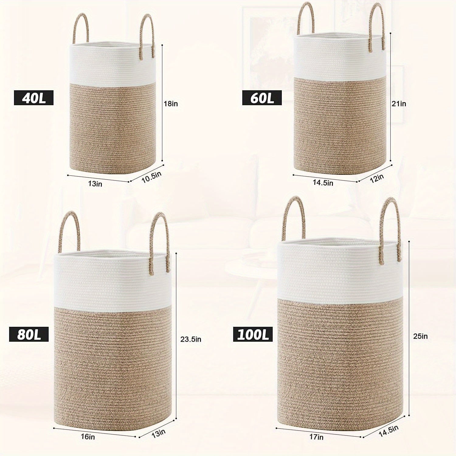 Cesta de Ropa Extra Grande Tejida - Espacio para Todas Tus Cosas, Durable y Práctica