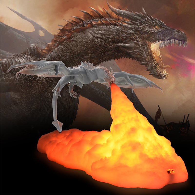Lámpara Nocturna 3D con Dragón que Echa Fuego para Decoración