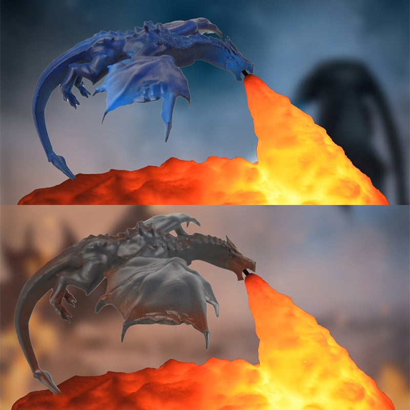 Lámpara Nocturna 3D con Dragón que Echa Fuego para Decoración