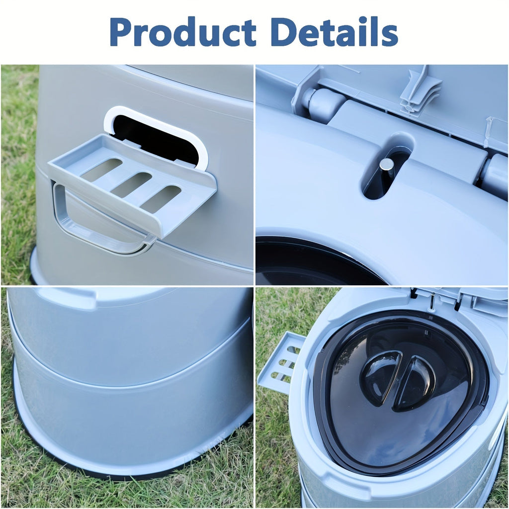 Inodoro Portátil Gris de PVC - Cómodo y Práctico para Acampar y Uso de Emergencia