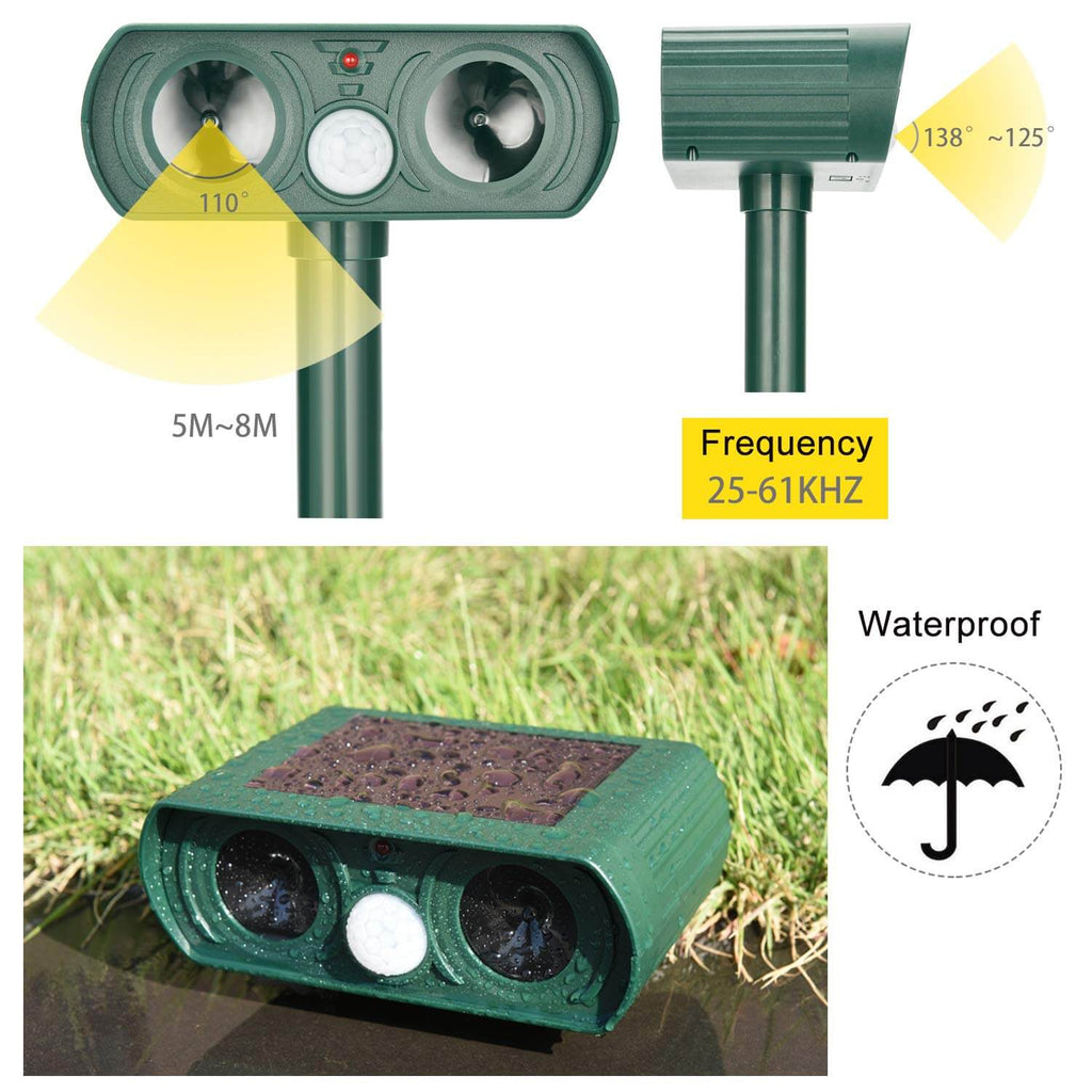 Repelente Solar de Animales – Ultrasonido con Sensor de Movimiento Infrarrojo, resistente a la intemperie