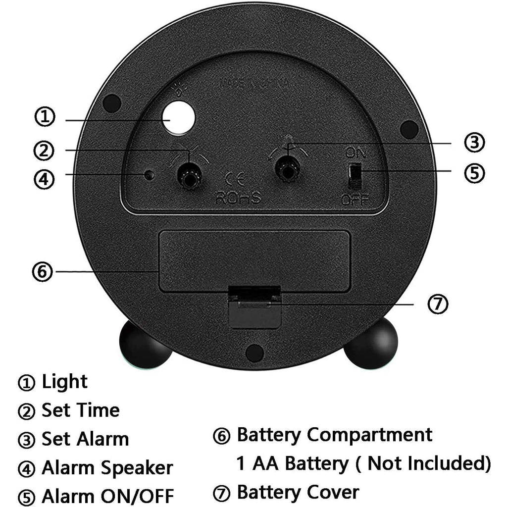 Reloj Despertador Analógico Silencioso con Iluminación