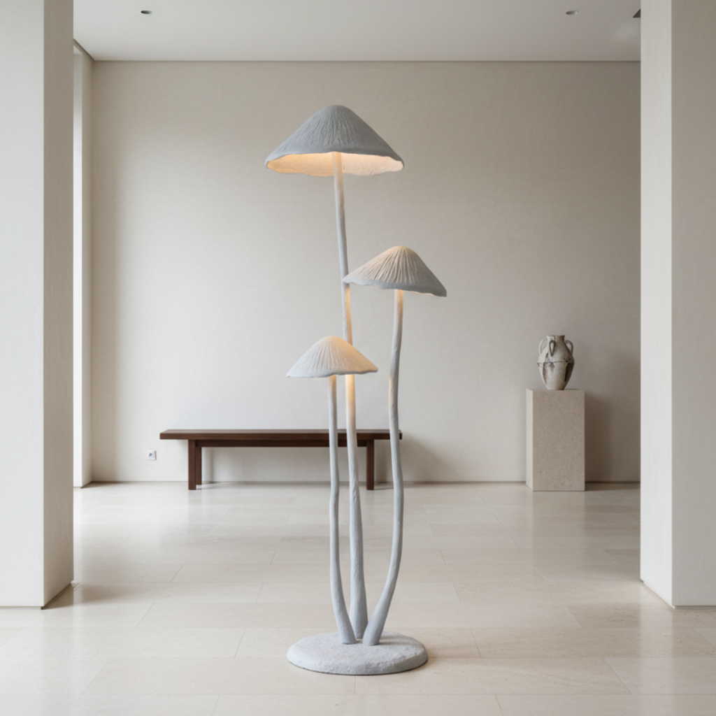 Lámpara de Pie Escultural en Forma de Hongo – Luz LED Moderna para Espacios Habitables