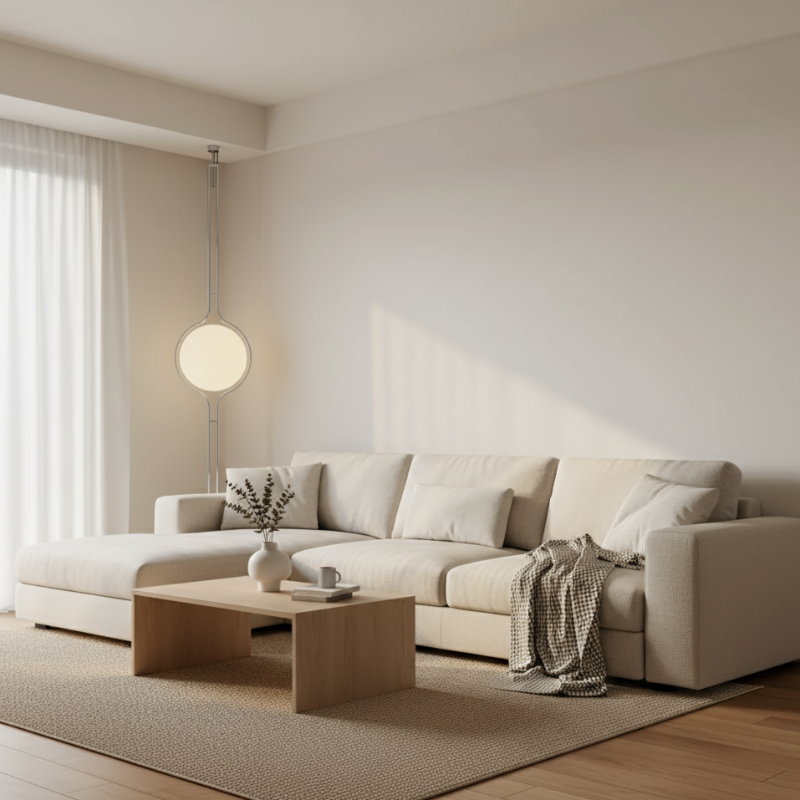 Orbis Linea | Elegante Lámpara de Pie Moderna de Cromo para Decoración de Sala