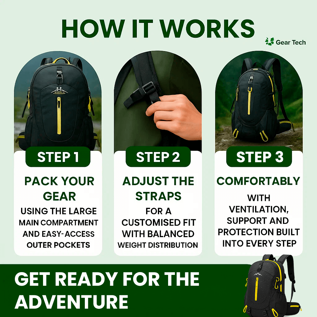 Mochila de Senderismo Impermeable Unisex de 40L para Aventuras al Aire Libre