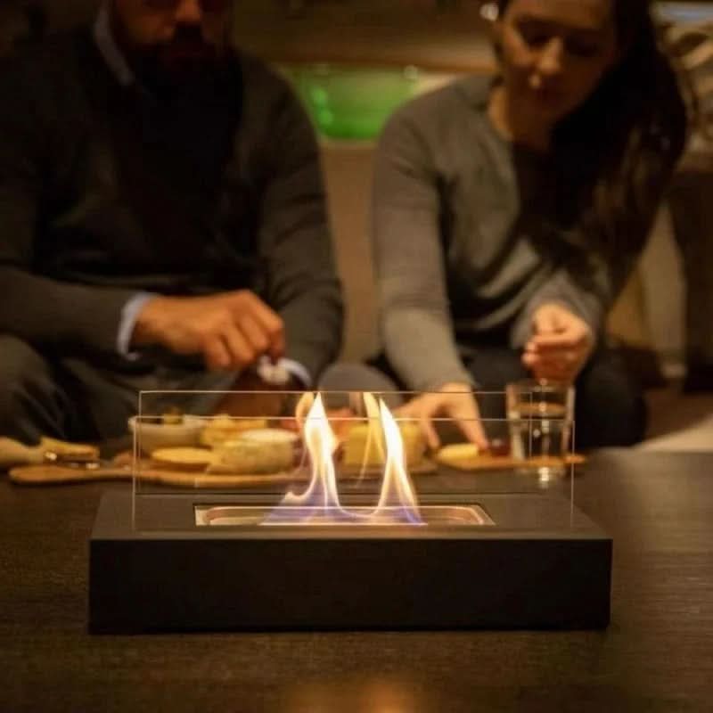 FLAMEGLOW – Chimenea de mesa portátil de bioetanol para un ambiente de llamas elegante
