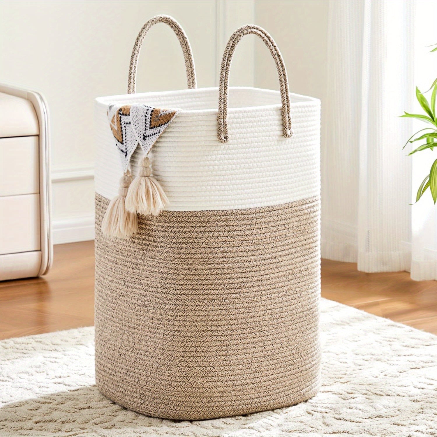 Cesta de Ropa Extra Grande Tejida - Espacio para Todas Tus Cosas, Durable y Práctica