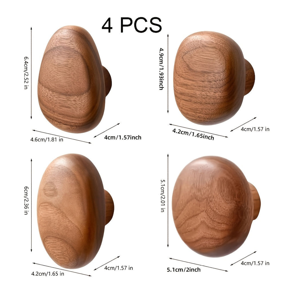 WoodCraft – Juego de 4 ganchos de pared de madera hechos a mano