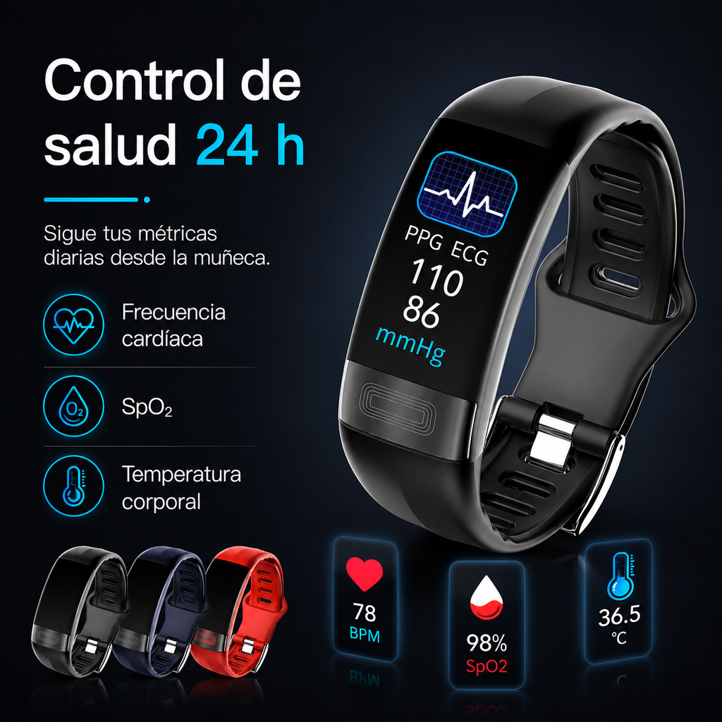 P11 Plus Health-Tracker | Monitoreo profesional de EKG y presión arterial | Análisis de HRV con gráfico de Lorenz | SpO2 y evaluación del sueño | IP67 a prueba de agua | Seguimiento del ciclo