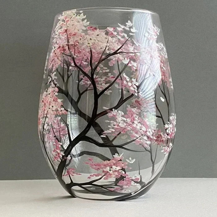 Vasos de vino Árbol de las Cuatro Estaciones - Arte pintado a mano