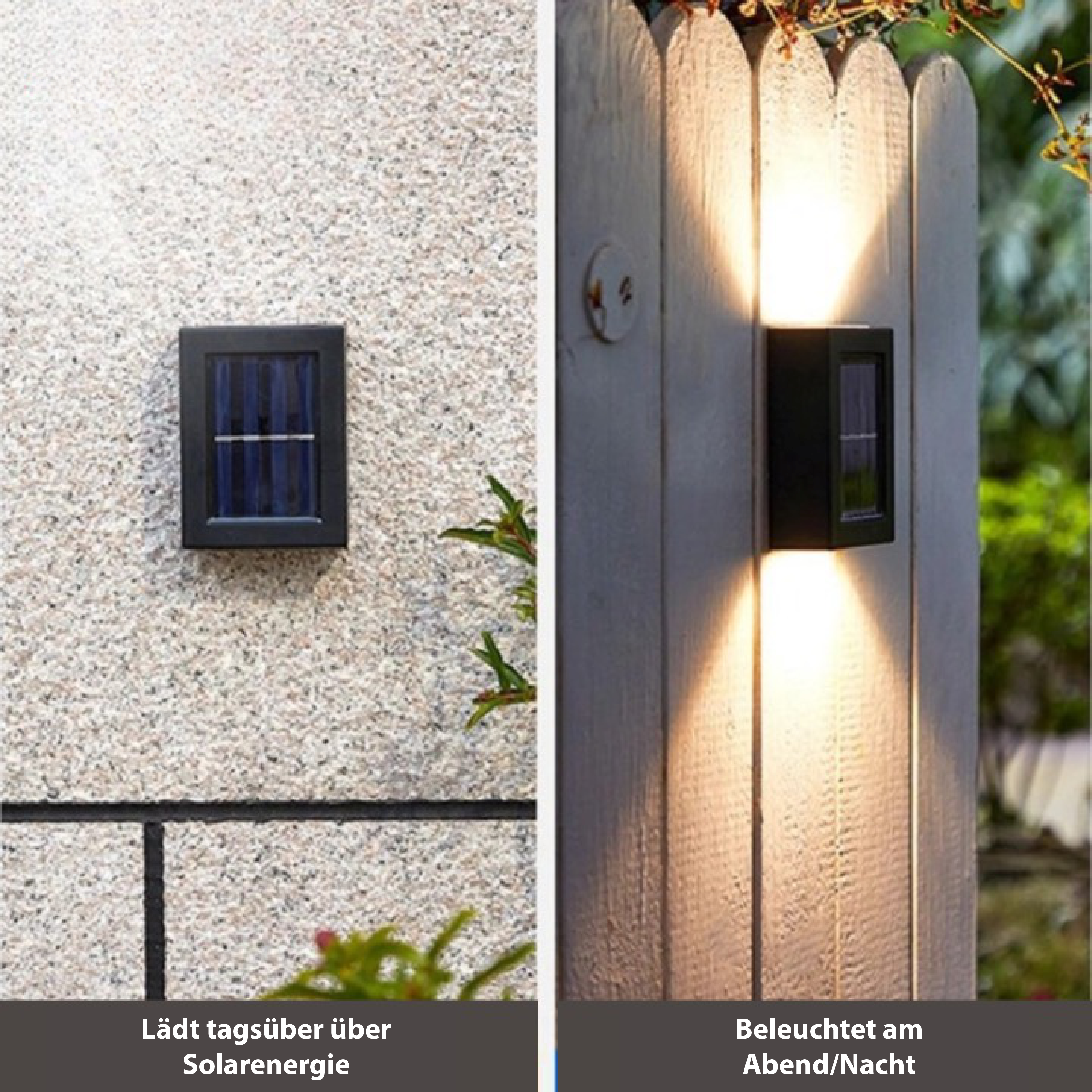Lámparas de pared LED solares | Iluminación inalámbrica exterior para jardín y terraza