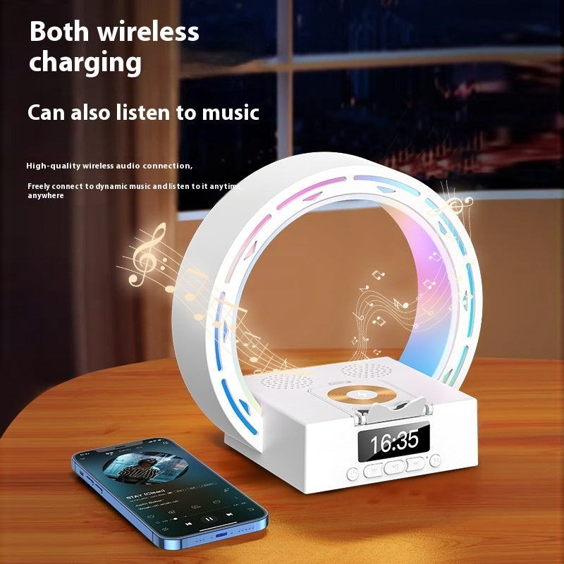 Altavoz lámpara Bluetooth 4 en 1 con base de carga y reloj despertador