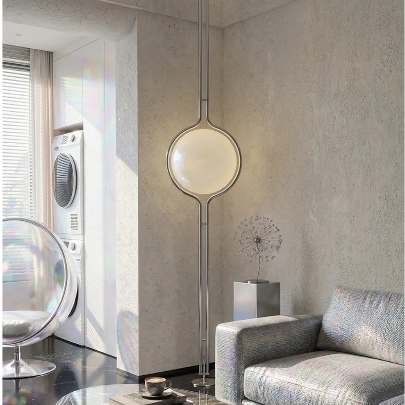 Orbis Linea | Elegante Lámpara de Pie Moderna de Cromo para Decoración de Sala
