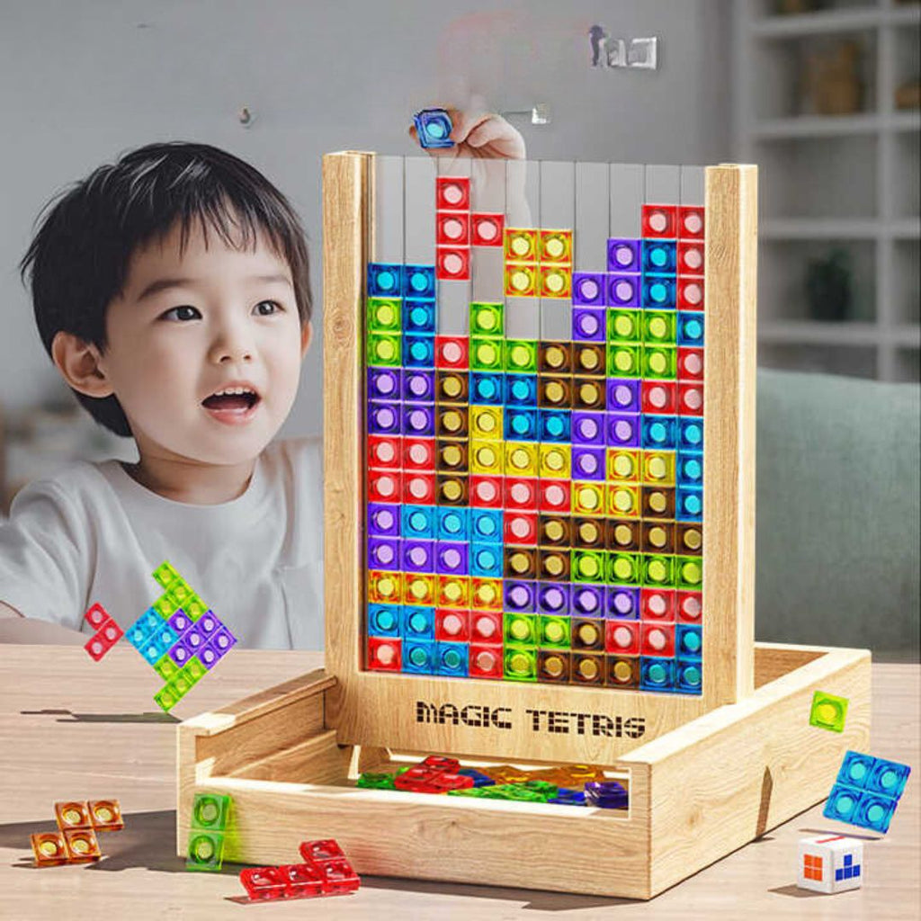 Tablero Ecoblock Tetris – Juego de Rompecabezas de Madera para Niños y Adultos – Diversión Sostenible para Entrenar el Cerebro