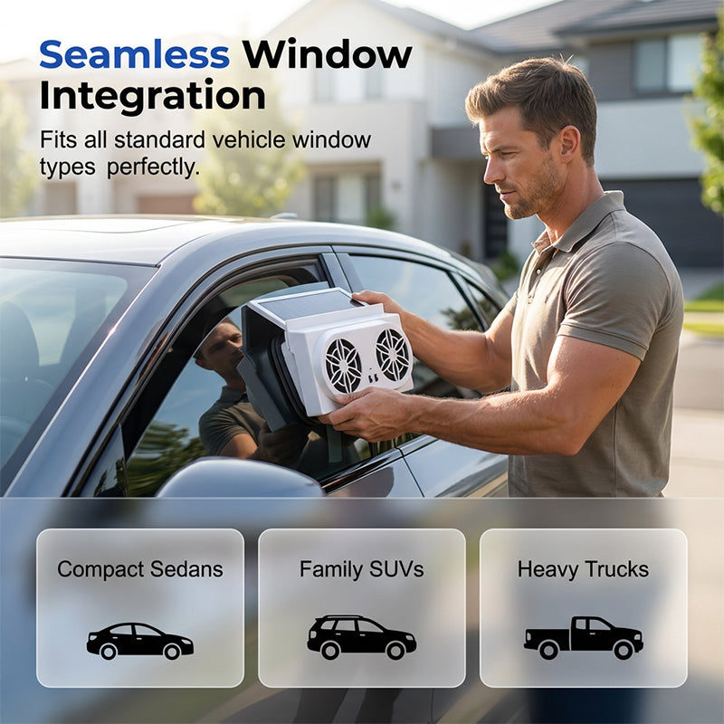 Ventilador Solar para Auto — Comodidad de Enfriamiento Instantáneo
