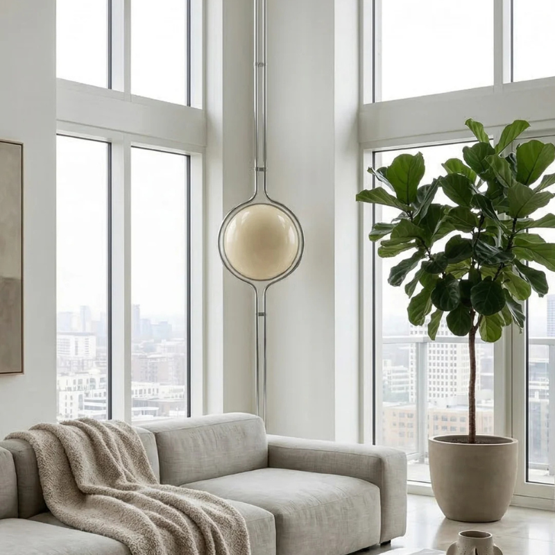 Orbis Linea | Elegante Lámpara de Pie Moderna de Cromo para Decoración de Sala