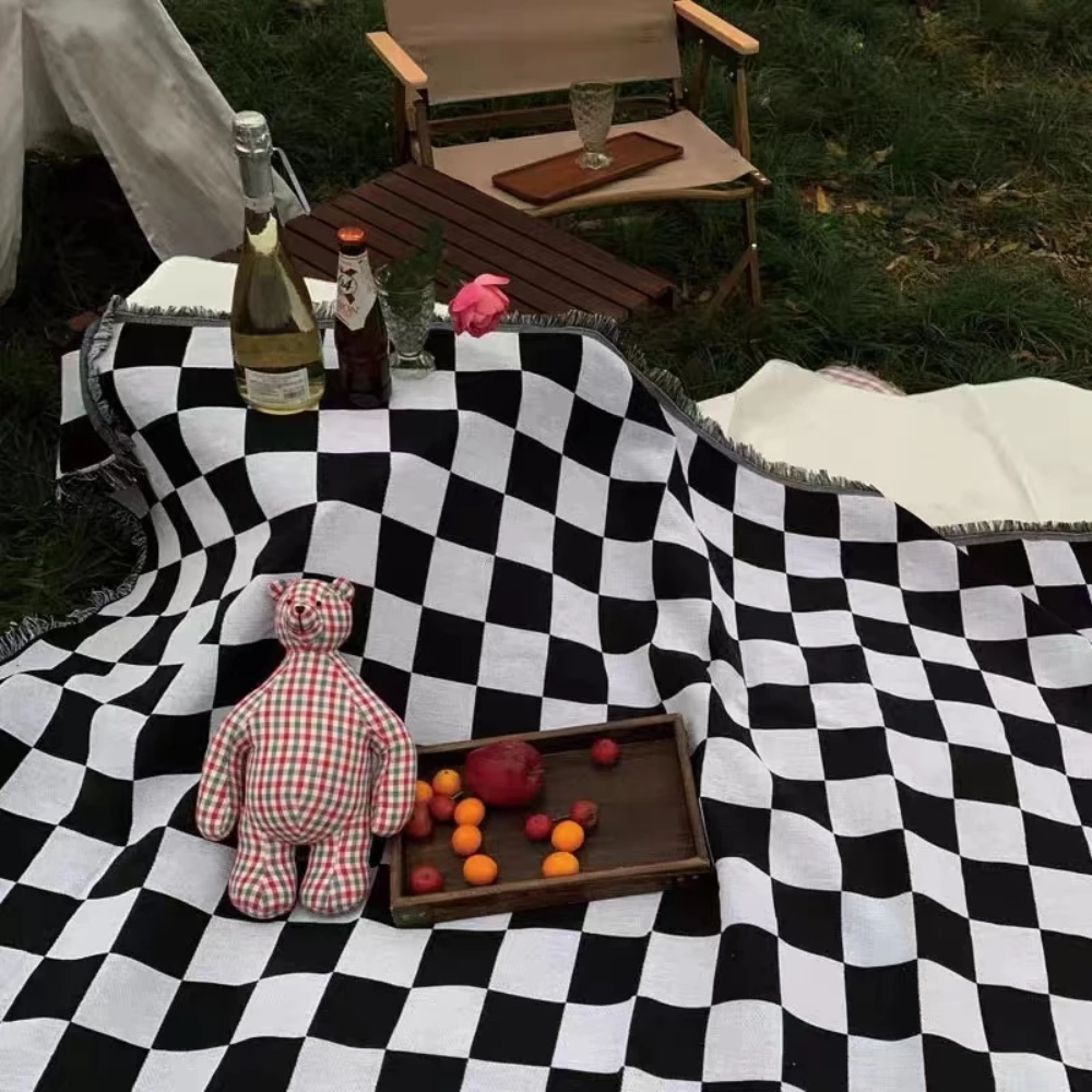 Manta de picnic de microfibra suave con diseño a cuadros